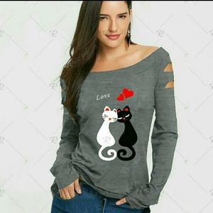 New Lovely Cats Top T-shirt Size M